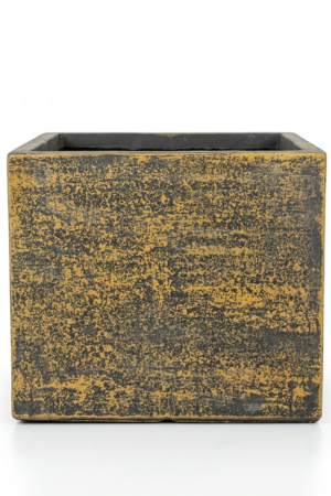 Kübel ANTRA/GOLD – квадратна декоративна кашпа в черно-златист ефект