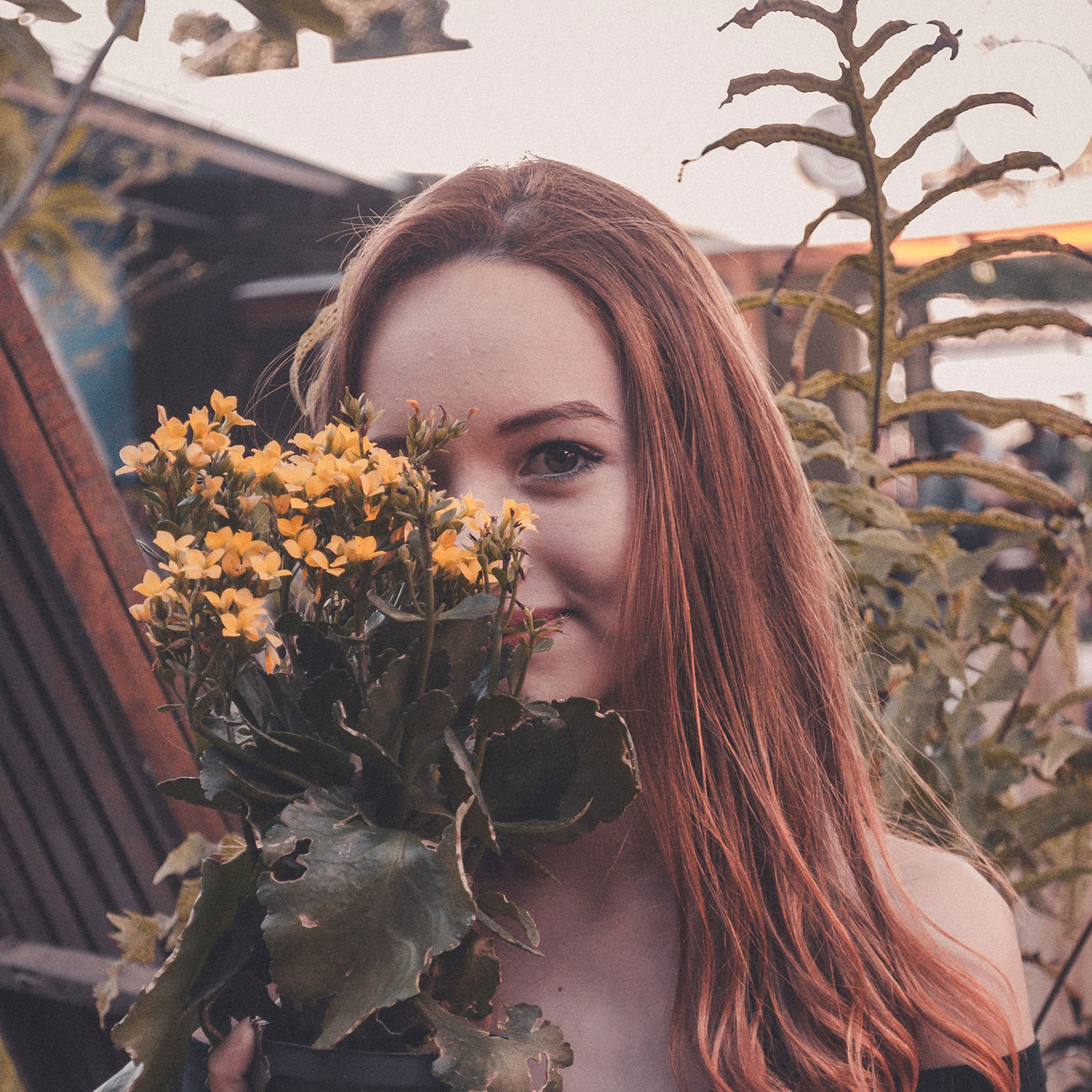 girl face & flower